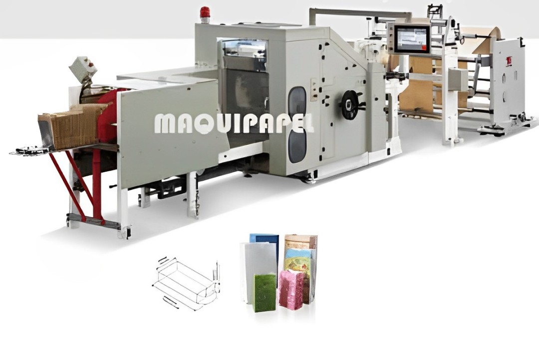 Máquina para fabricar bolsas de papel fondo cuadrado